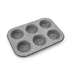 MOLDE MUFFIN X6 GRIS PUNTOS NEGRO/BLAN. 26.5X18.5X3CM