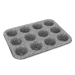 MOLDE MUFFIN X12 GRIS PUNTOS NEGRO/BLAN. 35X26.5X2.8CM