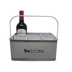 BOTELLERA 6 ESPACIOS 27X18X13CM  METAL BCO BOTTLES