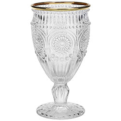 COPA VIDRIO LABRADO  BORDE DORADO 16.5X9CM SOLES