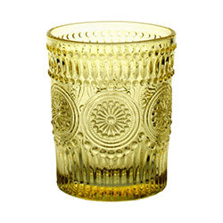 VASO VIDRIO LABRADO 250ML AMARILLO AMBAR SOLES