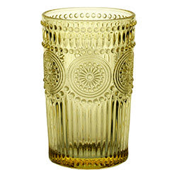 VASO VIDRIO LABRADO 355ML AMARILLO AMBAR SOLES