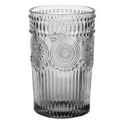 VASO 355ML ALTO  LABRADO SOLES GRIS SUAVE