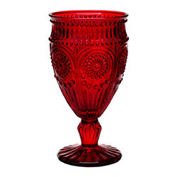 COPA VIDRIO LABRADO  ROJA 16.5X9CM SOLES