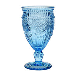COPA VIDRIO LABRADO 16.5X9CM SOLES CELESTE