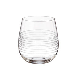VASO VIDRIO TRANSPARENTE LINEAS CURVAS. D7/H9.5CM