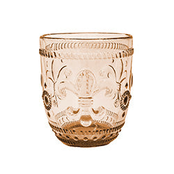 VASO VIDRIO LABRADO FLOR DE LIS AMBER. D8.5/H10CM