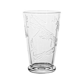 VASO LARGO VIDRIO LABRADO  410ML INCOLORO LIBELULA