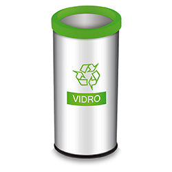 BASURERO CON ARO 40.5L ACERO INOX. VERDE