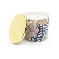 VELA AROMATICA 250ML RECIP FLORES BEIGE C/TAPA