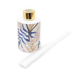 DIFUSOR AROMAS 120ML RECIP FLORES BEIGE TAPA DORADA