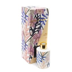 DIFUSOR AROMAS 120ML RECIP FLORES BEIGE TAPA DORADA