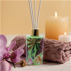 DIFUSOR AROMAS 120ML RECIP FLORES ROSA TAPA DORADA
