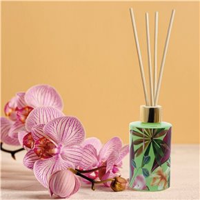 DIFUSOR AROMAS 120ML RECIP FLORES ROSA TAPA DORADA