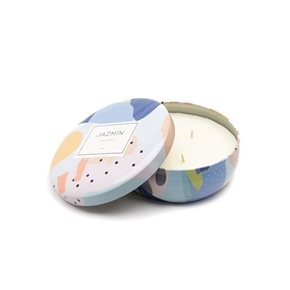 VELA AROMATICA 370ML LATA DISEÑO ABSTRACTO COLORES