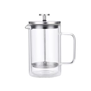 CAFETERA/TETERA FRENCH DOBLE PARED  350ML EN VIDRIO Y AC.INOX SALERNO