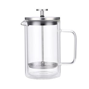 CAFETERA/TETERA FRENCH DOBLE PARED  600ML EN VIDRIO Y AC.INOX SALERNO