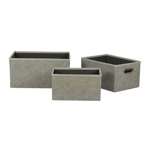 SET X3 CESTOS ORGANIZADORES RECT PU GRIS