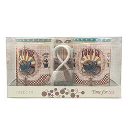 SET 2 MUG 280ML PORCELANA + 2POSA VASO COFFEE TIME
