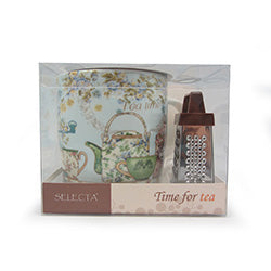 SET MUG 400ML C/RALLADOR CHOCO Y STENCIL BIRD CAGE