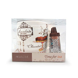 SET MUG 400ML C/ RALLADOR CHOCO Y STENCIL CAKE
