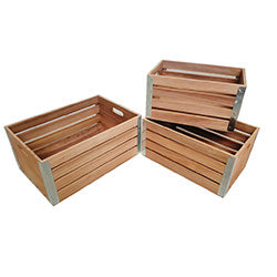 CAJA ORGANIZADORA MADERA C/ BORDE METAL 41X26X20CM
