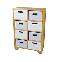 MUEBLE MADERA 8 CESTOS TELA 60X25.5X88CM
