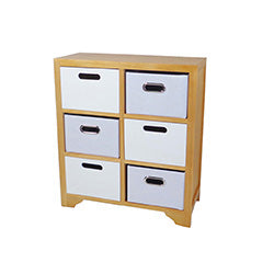 MUEBLE MADERA 6 CESTOS TELA 60X25.5X68CM