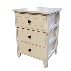 MESA DE LUZ 3 CAJONES 39x29x54CM BLANCO