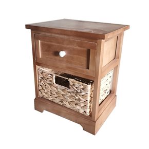 MESA DE LUZ 1 CAJON 1CESTO JACINTO 36x29x43CM MIEL