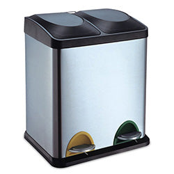 PAPELERA 2 COMPARTIMENTOS X 15LTS, ACERO C/PEDALES