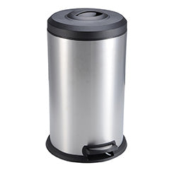 PAPELERA C/TAPA PEDAL Y COMPRESORA 40L ACERO INOX