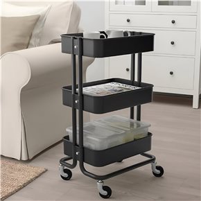 CARRITO MULTIUSO HIERRO 44.5x30.5x75CM NEGRO