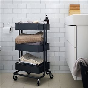 CARRITO MULTIUSO HIERRO 44.5x30.5x75CM NEGRO