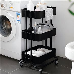 CARRITO MULTIUSO HIERRO 44.5x30.5x75CM NEGRO