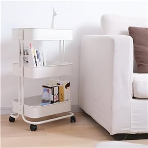 CARRITO MULTIUSO HIERRO 44.5x30.5x75CM BLANCO