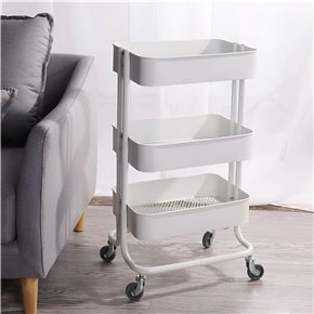 CARRITO MULTIUSO HIERRO 44.5x30.5x75CM BLANCO