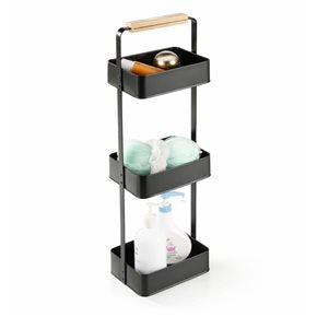 ESTANTERIA 3NIVELES NEGRO MATE Y BAMBU 22X15X71H