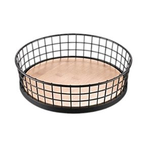 CANASTO  29X8CMS ACERO NEGRO  Y BAMBU