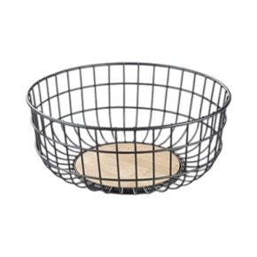 CANASTO29X16X12.5CMS ACERO NEGRO Y BAMBU