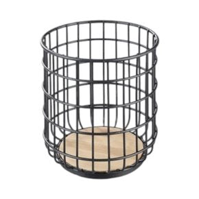ORGANIZADOR 16X12X18CMS ACERO NEGRO Y BAMBU