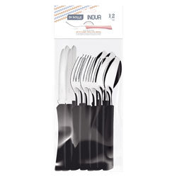 SET 12PZAS AC.INOX. MANGO NEGRO INOVA DI SOLLE