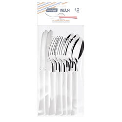 SET 12PZAS AC.INOX. MANGO BLANCO INOVA DI SOLLE