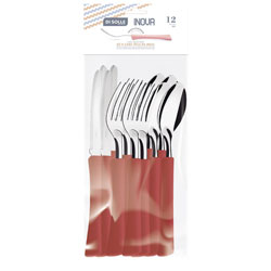 SET 12PZAS AC.INOX. MANGO ROJO INOVA DI SOLLE