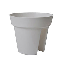 MACETA PLASTICA PARA BARANDAL 28X28X24CM BLANCA