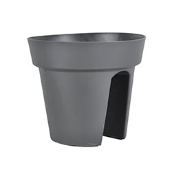 MACETA PLASTICA PARA BARANDAL 28X28X24CM GRIS PLOMO