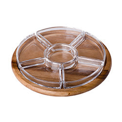 COPETINERO VIDRIO 6 DIVISIONES C/ BASE MAD ROTATIVA D31XH6CM