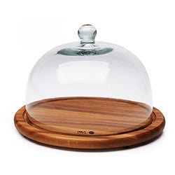 QUESERA MADERA C/ CAMPANA VIDRIO D29.5XH21CM