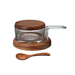 QUESERA AZUCARERO 13X15X7.5CM MADERA Y VIDRIO