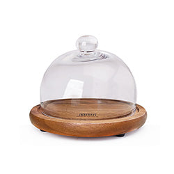 QUESERA MADERA C/CAMPANA VIDRIO D20XH15CM